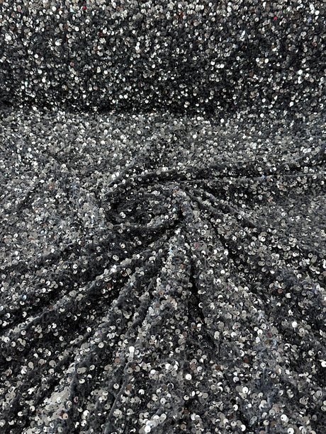 Sequin on Velvet Silver Gray