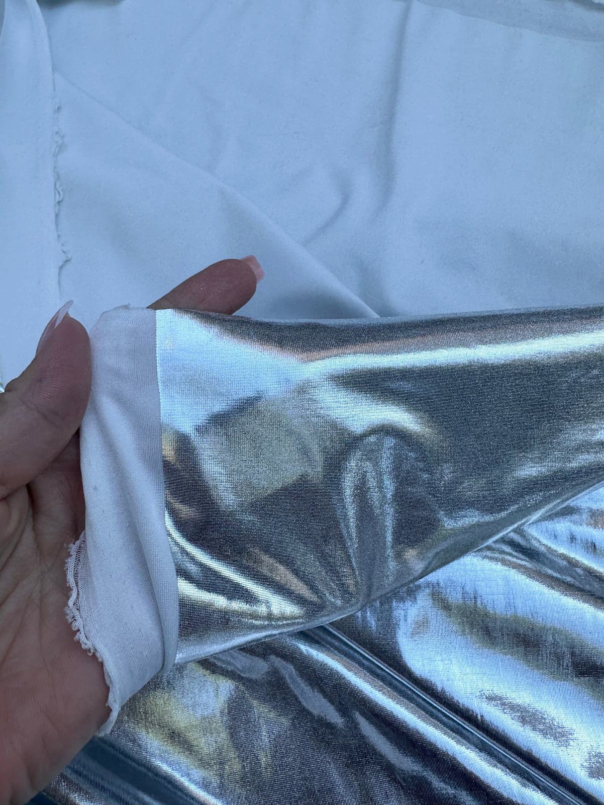 Silver Coated Spandex Pleather