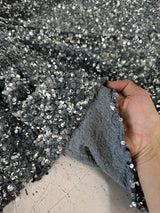 Sequin on Velvet Silver Gray