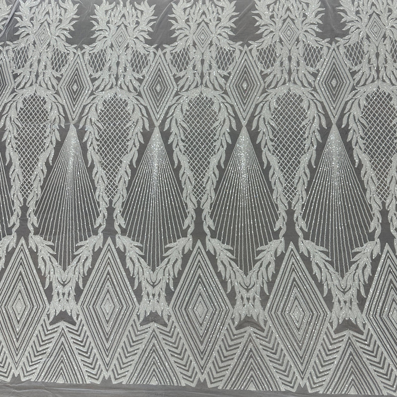 Stretch Sequin Mesh White