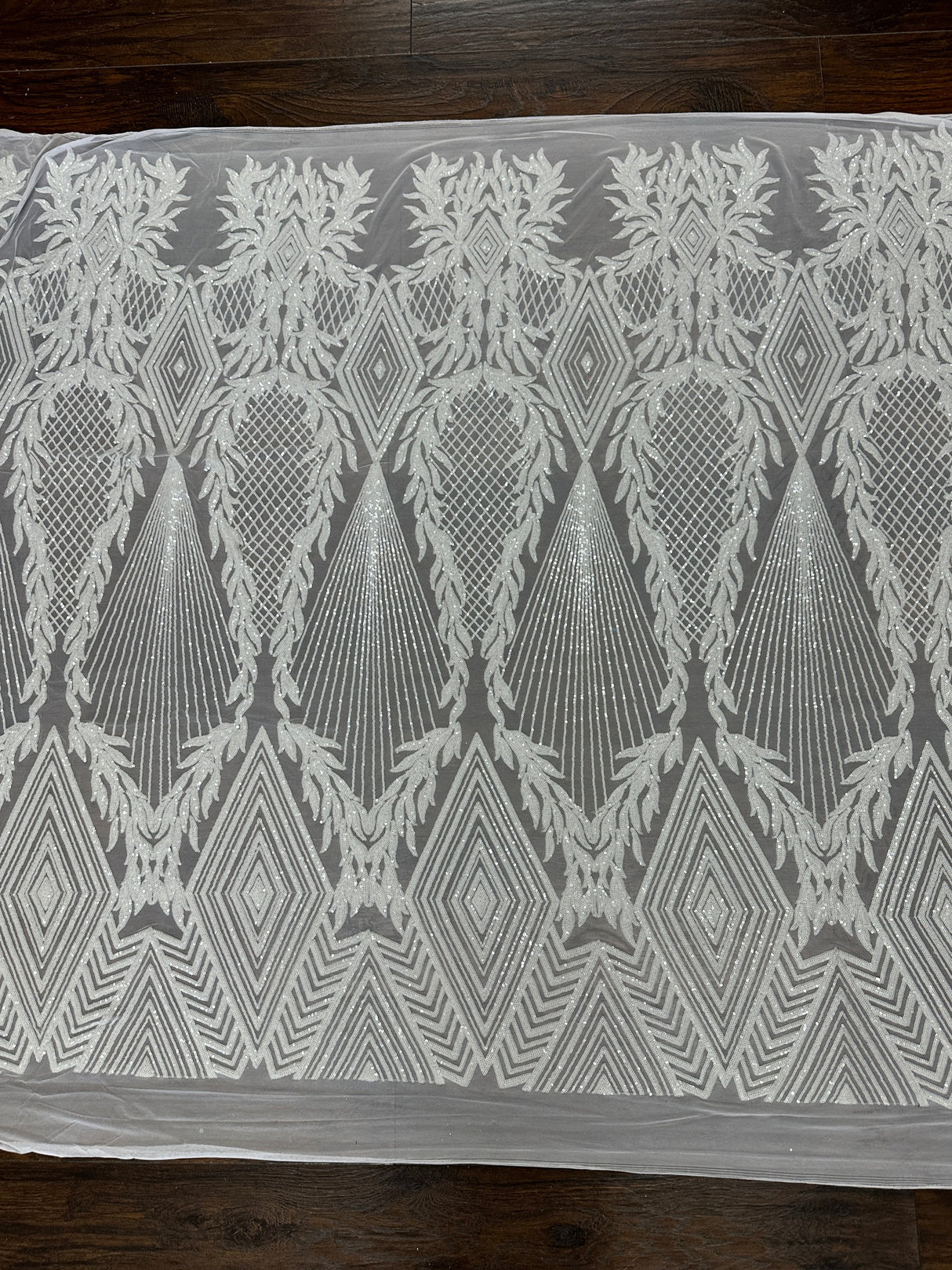 Stretch Sequin Mesh White