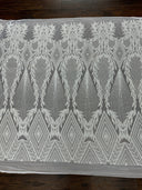 Stretch Sequin Mesh White