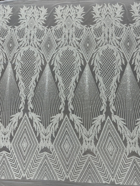 Stretch Sequin Mesh White
