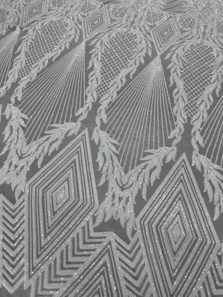 Stretch Sequin Mesh White