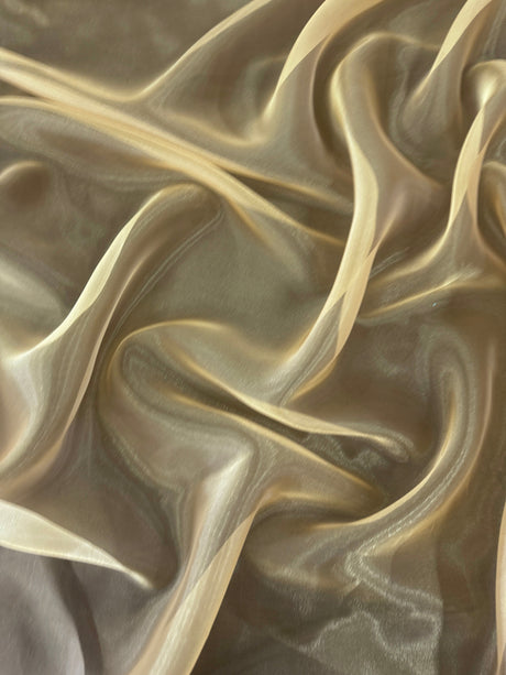 Shimmer Organza Khaki Crystal Organza