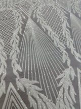 Stretch Sequin Mesh White