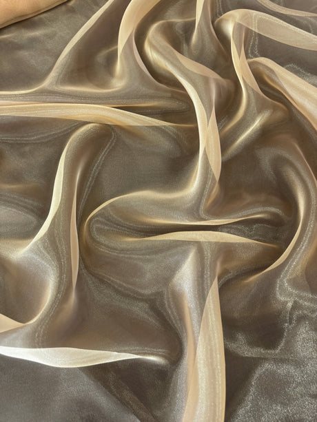 Shimmer Organza Khaki Crystal Organza