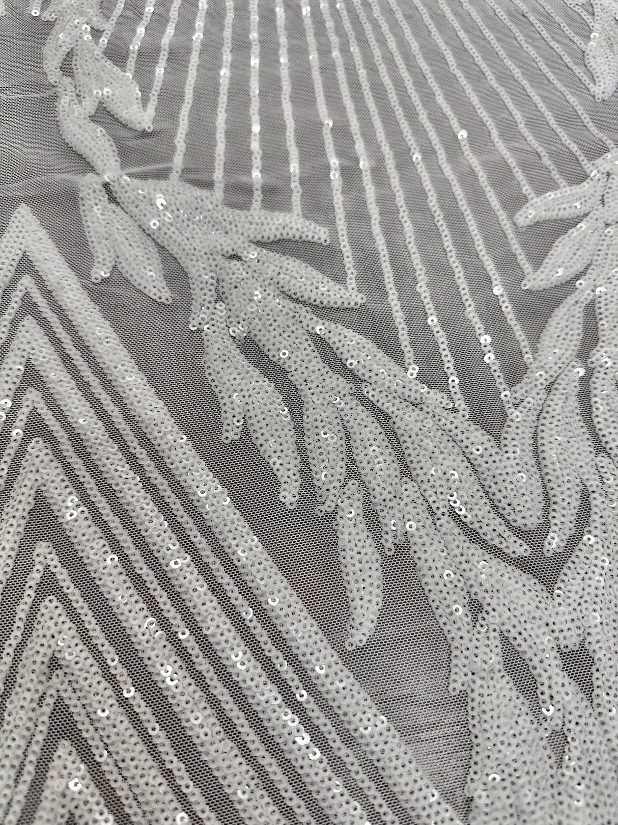 Stretch Sequin Mesh White