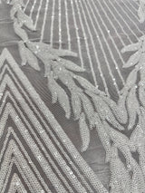 Stretch Sequin Mesh White