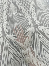 Stretch Sequin Mesh White