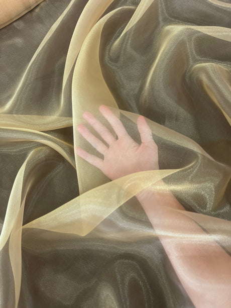 Shimmer Organza Khaki Crystal Organza
