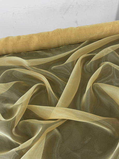 Shimmer Organza Khaki Crystal Organza