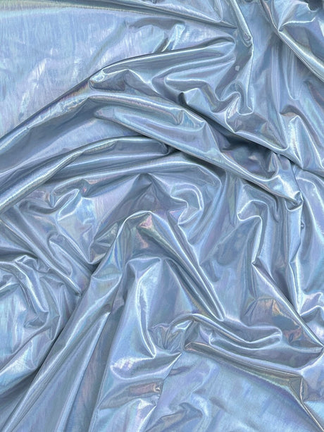 Shiny Silver Coated Spandex Pleather