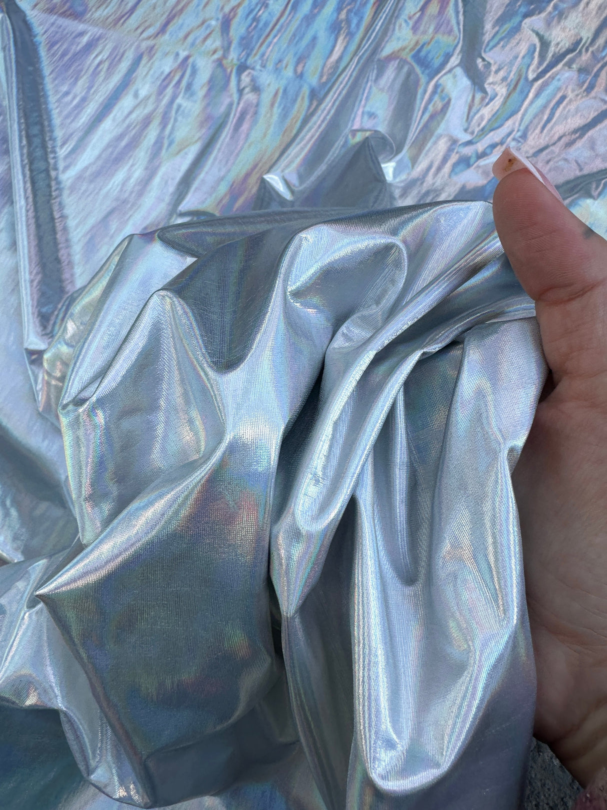 Shiny Silver Coated Spandex Pleather