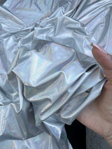 Shiny Silver Coated Spandex Pleather