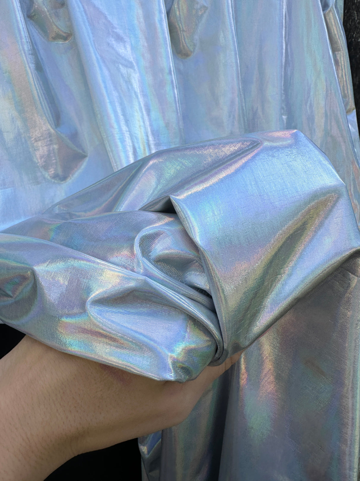 Shiny Silver Coated Spandex Pleather