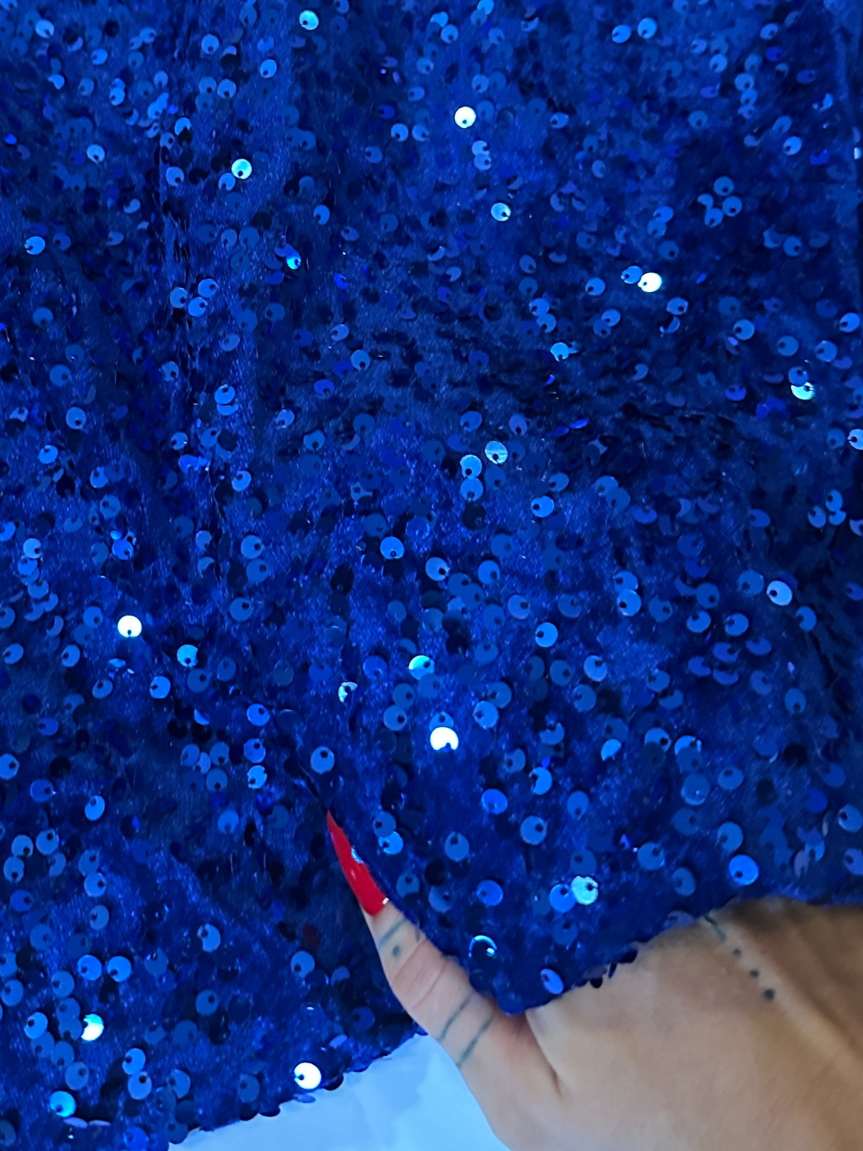 Stretch Sequin Velvet Royal Blue