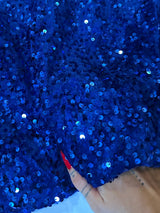 Stretch Sequin Velvet Royal Blue
