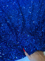 Stretch Sequin Velvet Royal Blue