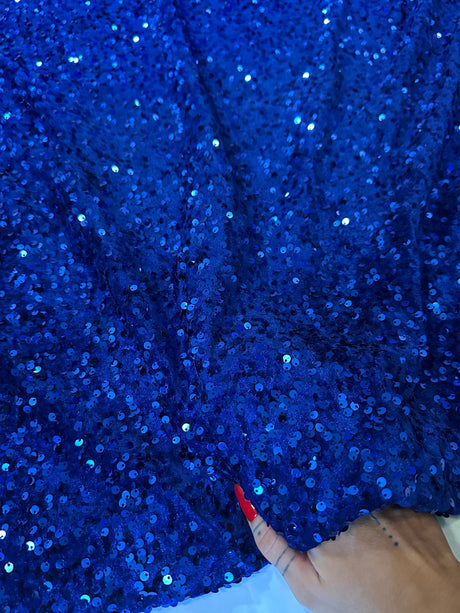 Stretch Sequin Velvet Royal Blue