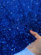 Stretch Sequin Velvet Royal Blue