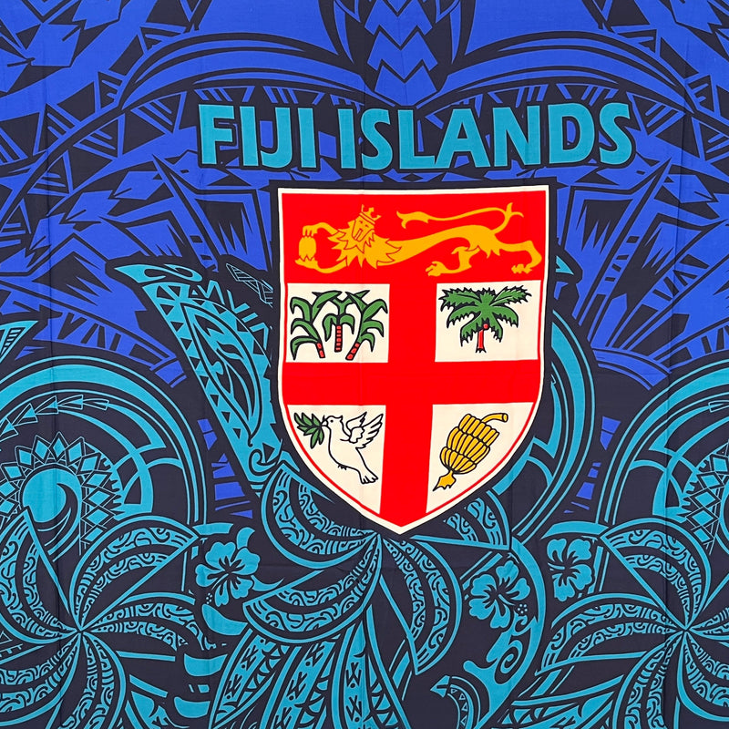 Fiji Islands Seal Polyester Fabric - Vibrant Tattoo Shield Print, 72" L x 45" W (1 Piece)