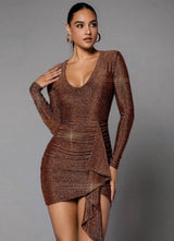 Bronze Copper Stretch Lurex Knit