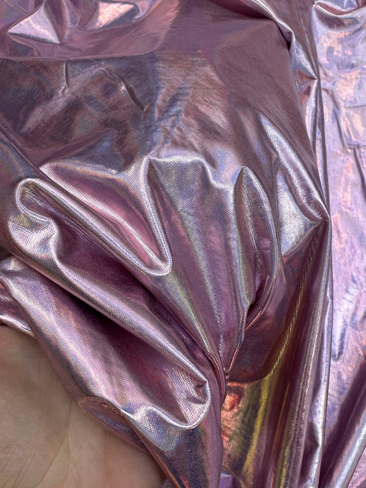 Shiny Pink Coated Spandex Pleather