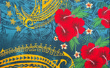 Fiji Hibiscus Cluster Polyester Fabric - Vibrant Floral Print, 72" L X 45" W (1 Piece/Sarong)