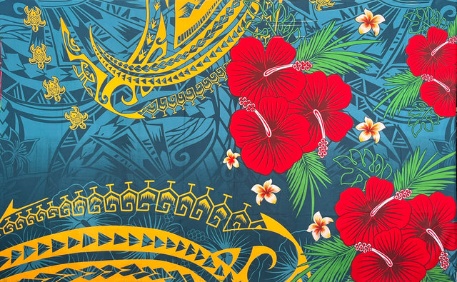 Fiji Hibiscus Cluster Sarong Polyester Fabric - Hibiscus Cluster Print, 72" L x 45" W (1 Piece/Sarong)