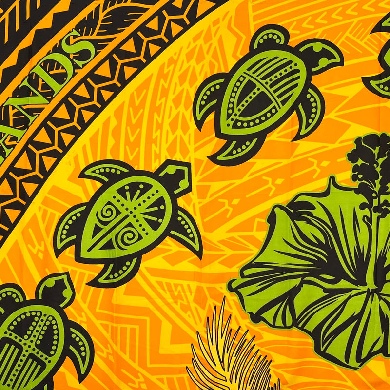 Turtle Hibiscus Fiji Islands Sarong Polyester Fabric - Turtle And Hibiscus Print, 72" L X 45" W (1 Piece/Sarong)