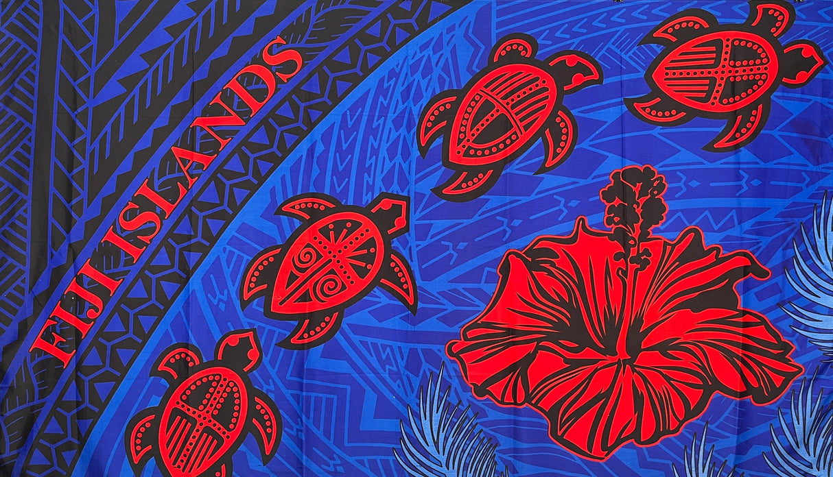 Polyester Sarong Turtle Hibiscus Fiji Islands Wrap