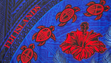Turtle Hibiscus Fiji Islands Sarong Polyester Fabric - Turtle And Hibiscus Print, 72" L X 45" W (1 Piece/Sarong)