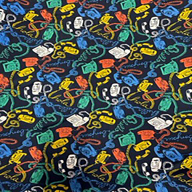Polyester Spandex Phone Print Fabric 4-Way Stretch