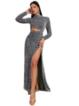 Sequin on Velvet Silver Gray