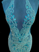 Turquoise Rhinestone Bodice Applique