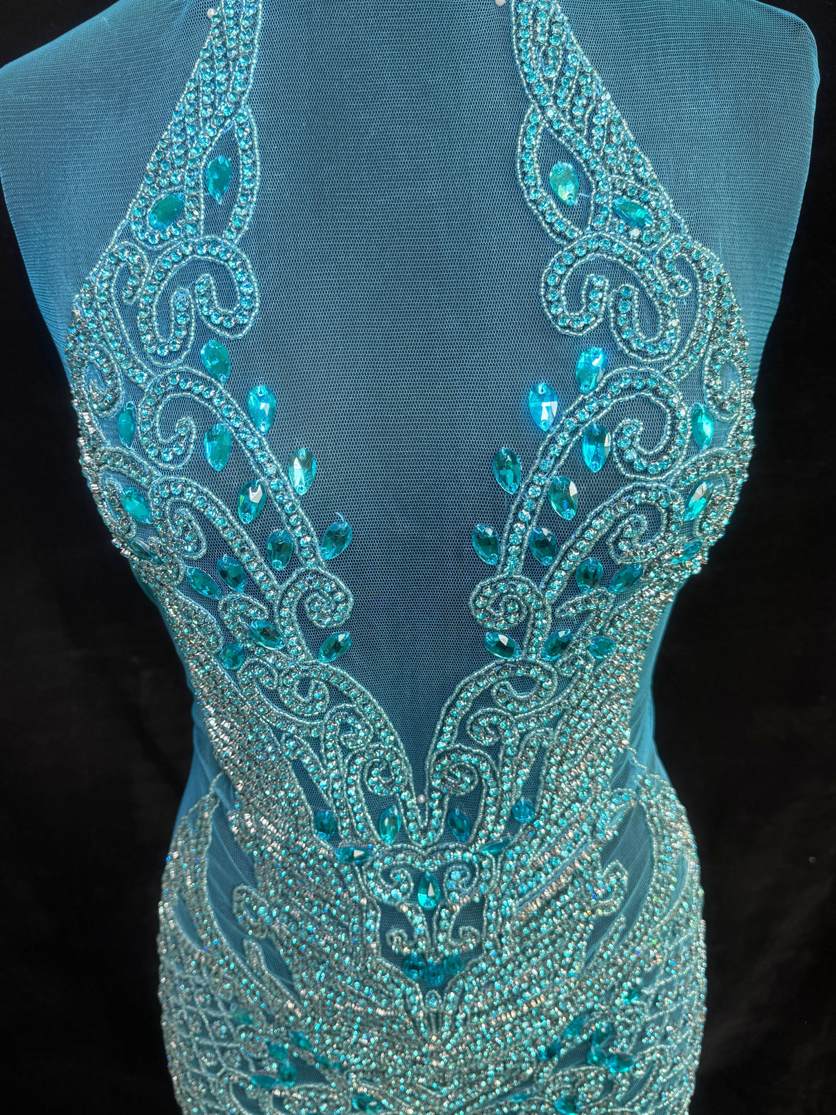 Turquoise Rhinestone Bodice Applique