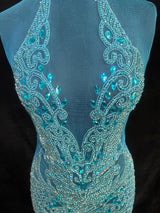 Turquoise Rhinestone Bodice Applique