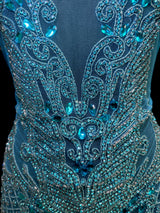 Turquoise Rhinestone Bodice Applique