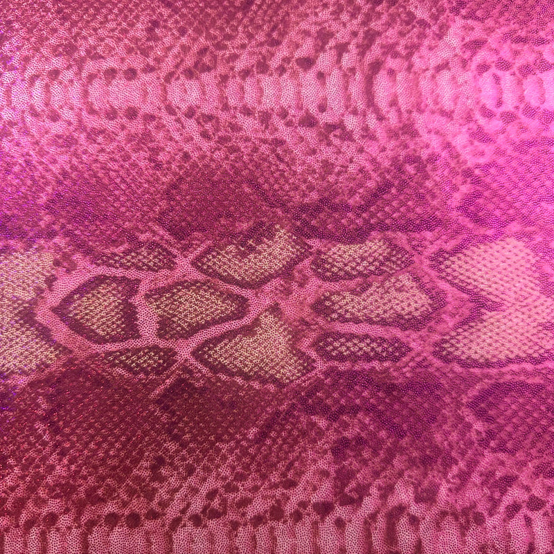 Pink Snake Nylon Spandex Fabric with Foil