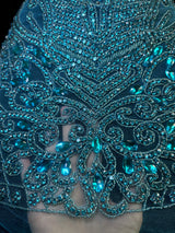 Turquoise Rhinestone Bodice Applique