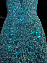 Turquoise Rhinestone Bodice Applique