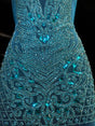 Turquoise Rhinestone Bodice Applique
