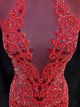 Red Rhinestone Bodice Applique