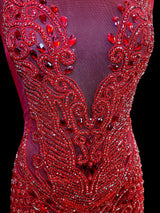 Red Rhinestone Bodice Applique