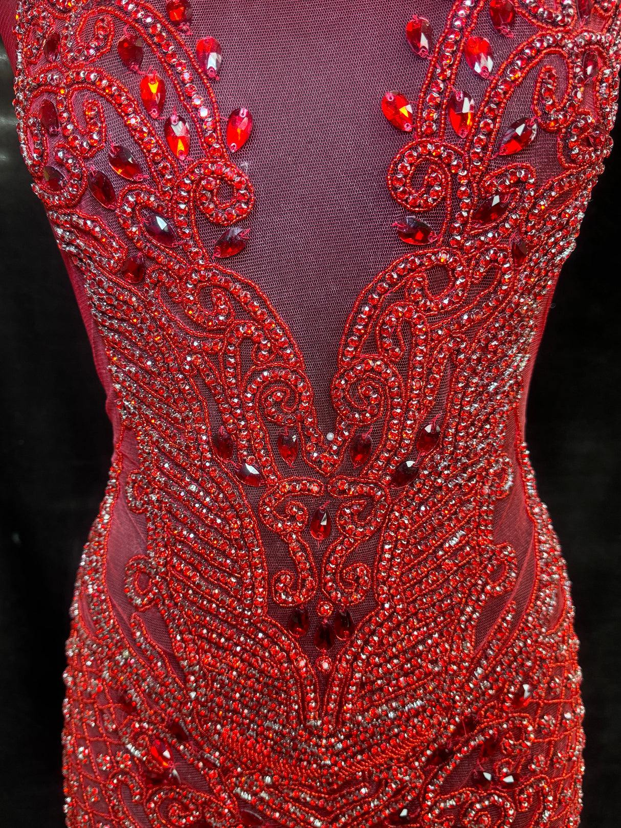 Red Rhinestone Bodice Applique