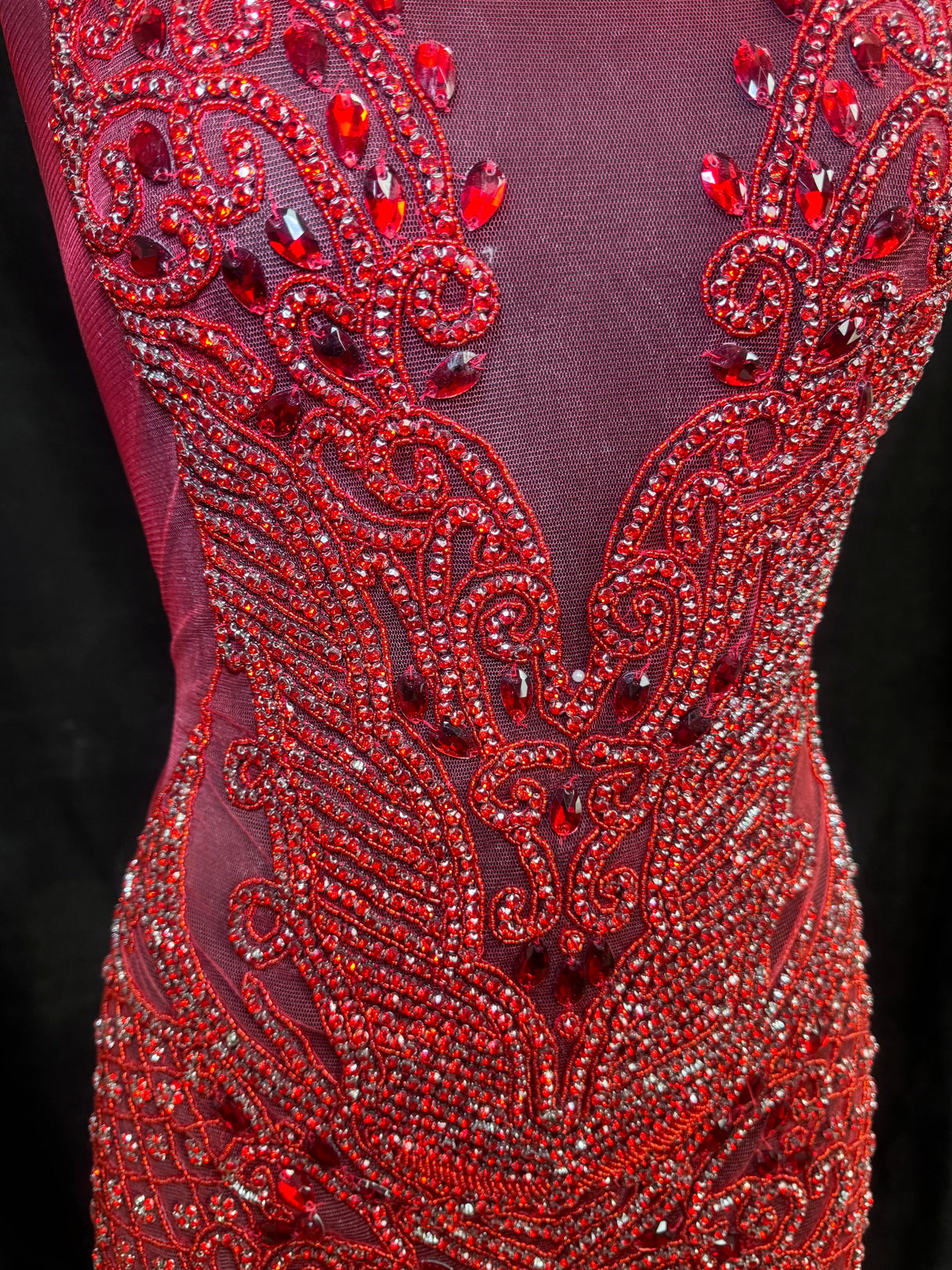 Red Rhinestone Bodice Applique