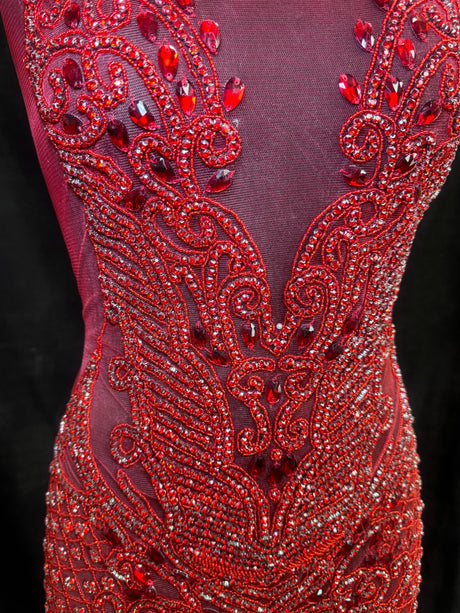 Red Rhinestone Bodice Applique