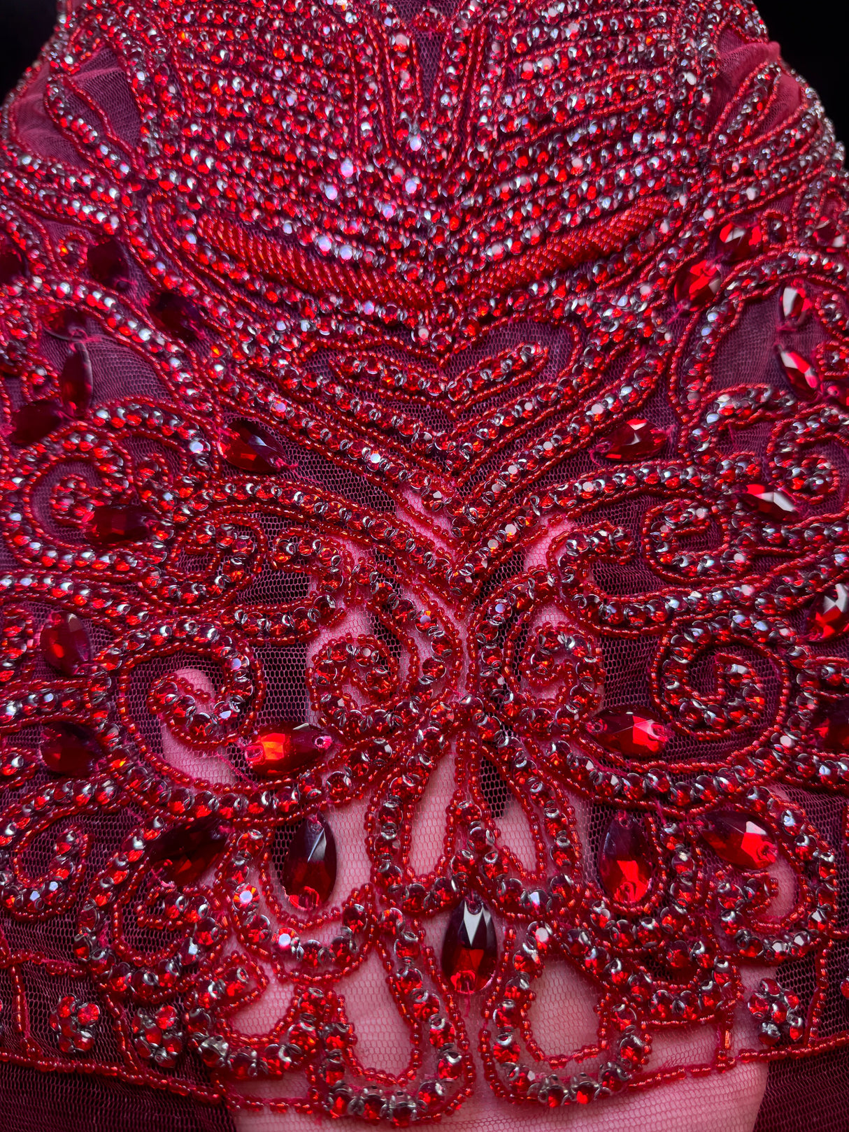 Red Rhinestone Bodice Applique