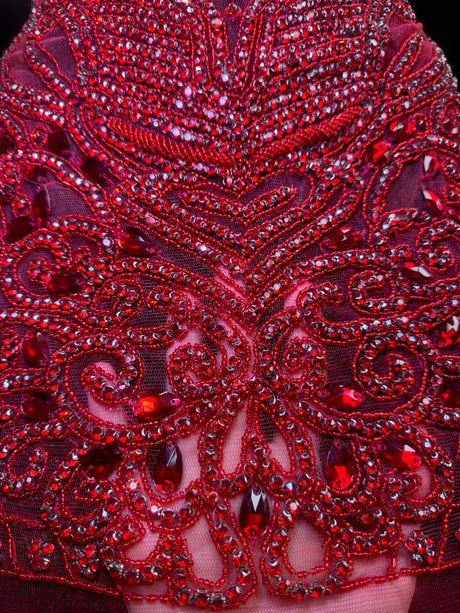 Red Rhinestone Bodice Applique